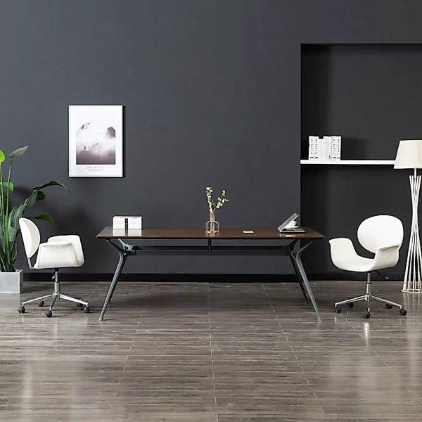 Drehbare Esszimmerstühle 2 Stk. Weiß Kunstleder günstig online kaufen