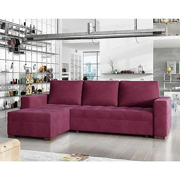 Ecksofa Sofa in Bordeaux mit Schlaffunktion günstig online kaufen