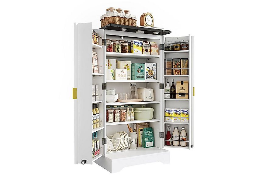 Yorbay Mehrzweckschrank mit LED-Beleuchtung & verstellbaren Regalen (120x60 günstig online kaufen