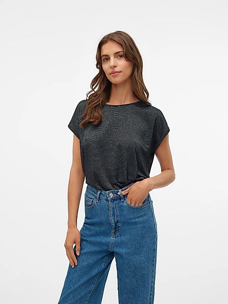 Vero Moda Rundhalsshirt "VMLAVA PLAIN SS TOP LUREX STRIPE" Viskosemischung, günstig online kaufen