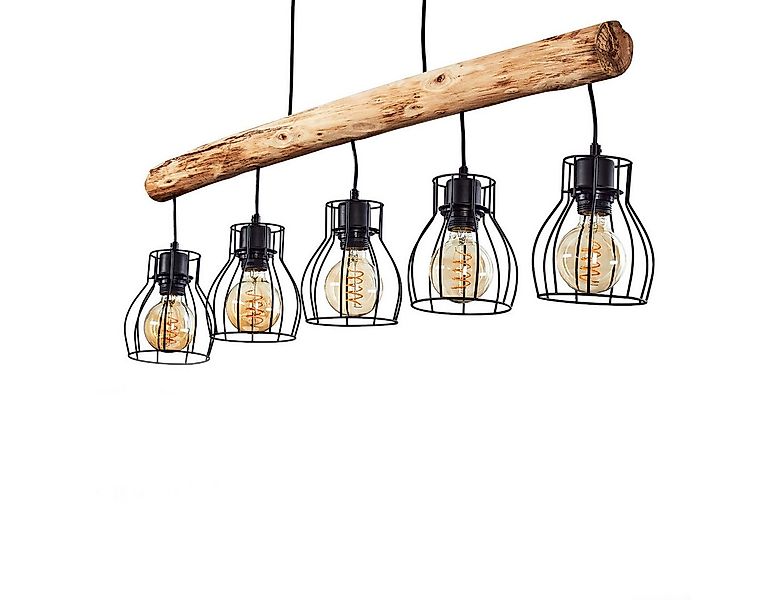 hofstein Pendelleuchte »Aprica« Hängelampe aus Metall/Holz in Schwarz/Braun günstig online kaufen