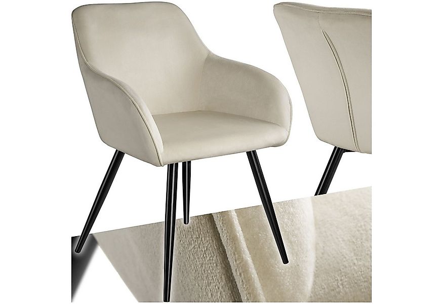 tectake Esszimmerstuhl Küchenstuhl Marilyn Samtoptik, schwarze Stuhlbeine ( günstig online kaufen