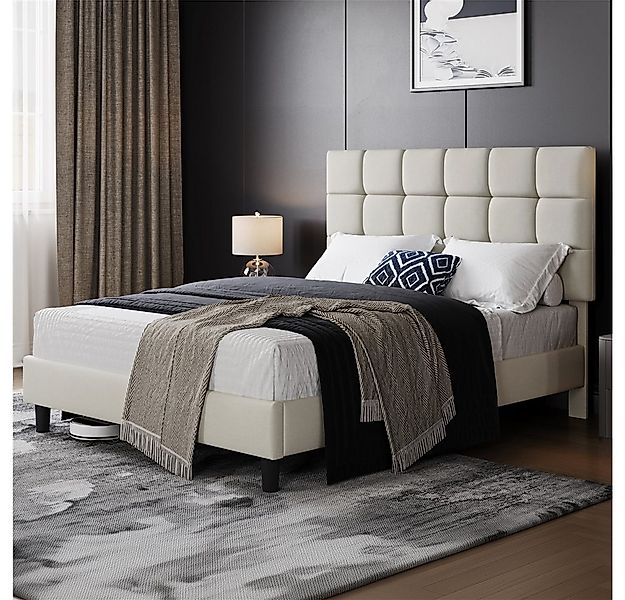 Yaheetech Polsterbett Bettgestell, Doppelbett mit Höhenverstellbarem Kopfte günstig online kaufen