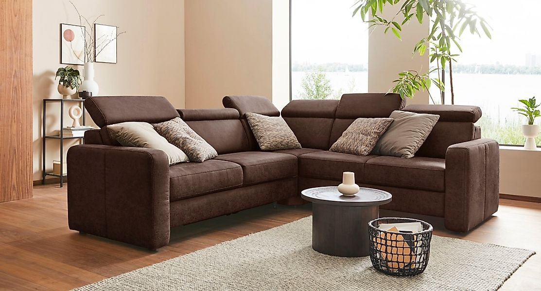 sit&more Ecksofa "Bologna L-Form", Kopfteilverstellung, wahlweise mit Bettf günstig online kaufen