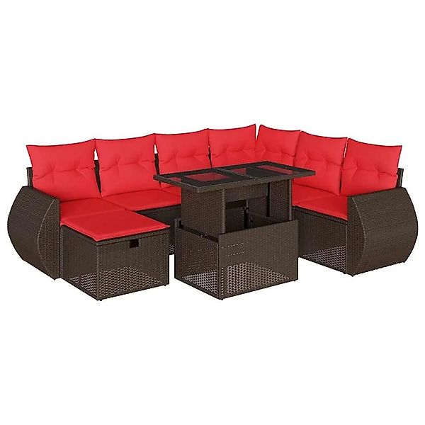 vidaXL 8-Tlg Gartensofa-Set mit Kissen Braun Polyrattan 3275164 günstig online kaufen