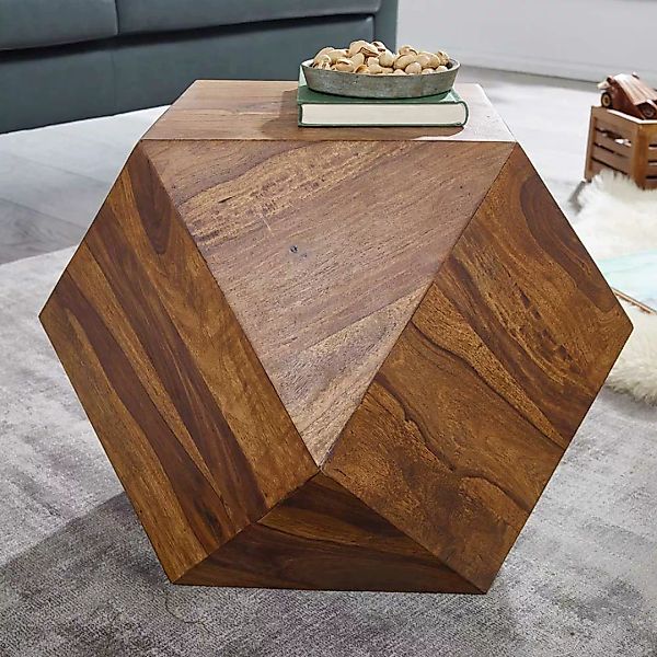 Massivholz Design Couchtisch 57x43x57 cm Sheeshamfarben günstig online kaufen