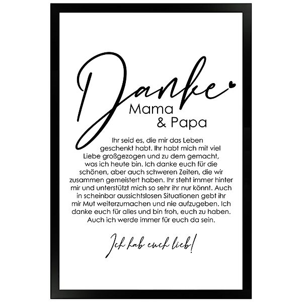 WANDStyle Bild mit Rahmen Danke Mama günstig online kaufen