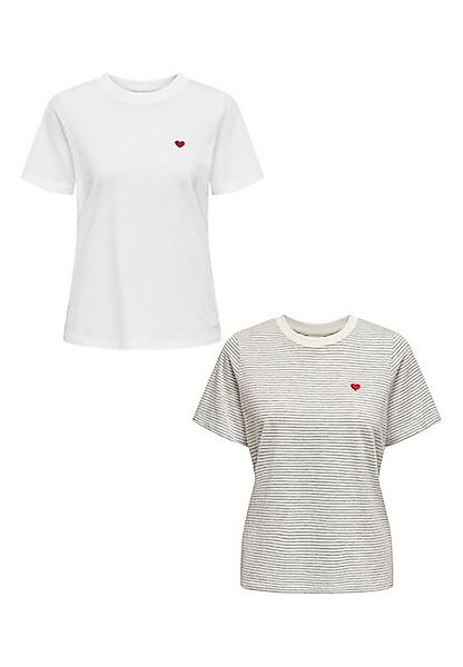 JACQUELINE de YONG T-Shirt T-Shirt 2er-Set Rundhals Kurzarn lockeres Baumwo günstig online kaufen