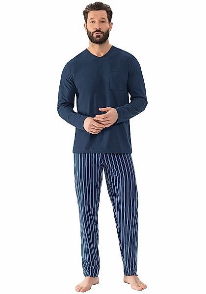 Mey Schlafanzug "STRAIGHT", (2 tlg.), Langarm-Shirt mit Brusttasche günstig online kaufen