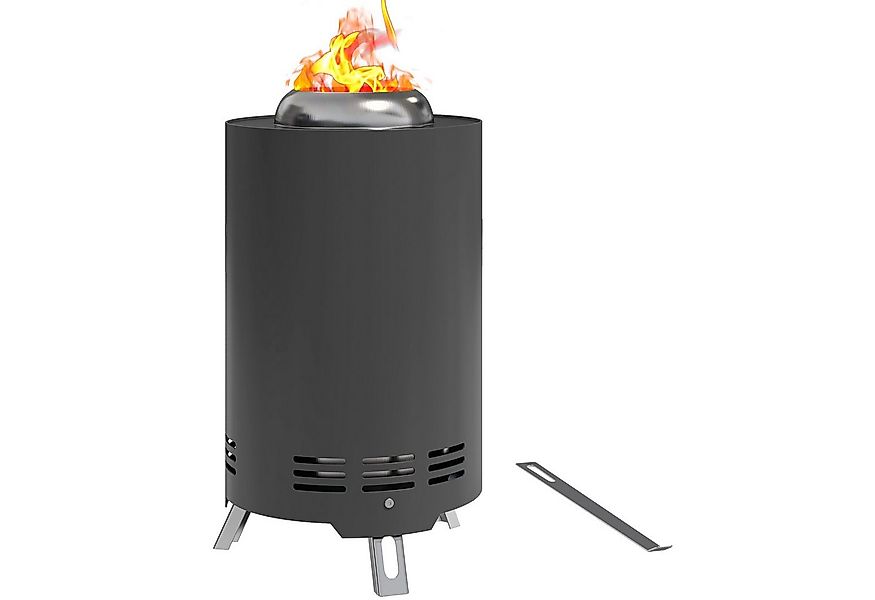 Outsunny Feuerschale Ø16 x 25cm, aus Edelstahl, mit Schürhaken, (Feuerstell günstig online kaufen