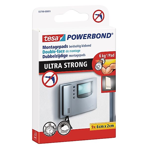 tesa Doppelklebeband POWERBOND Ultra Strong Klebepads (Packung, 9-St) max. günstig online kaufen