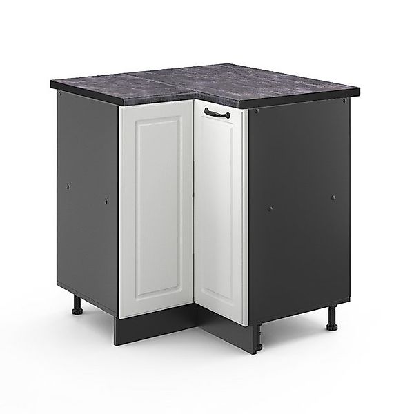 Vicco Eckunterschrank R-Line Weiß Landhaus/Anthrazit 76 cm AP Anthrazit günstig online kaufen
