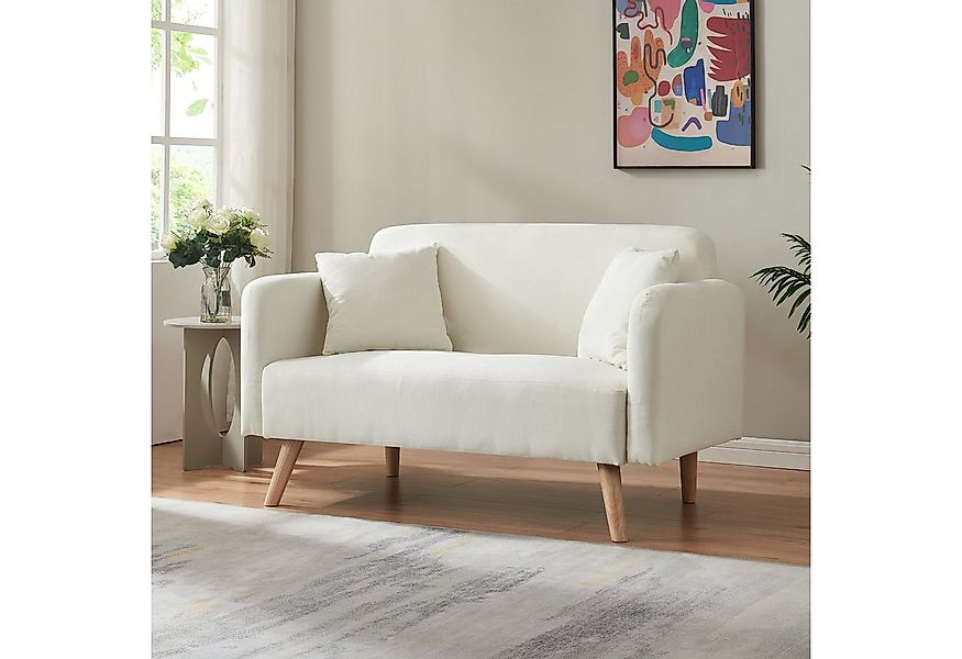 en.casa Sofa, 2-Sitzer »Midt« gepolstert Cord 132 x 70 x 81 cm Beige günstig online kaufen
