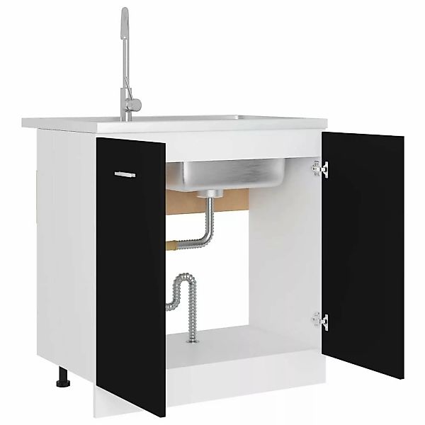 Spülenunterschrank Schwarz 80x46x81,5 Cm Spanplatte günstig online kaufen