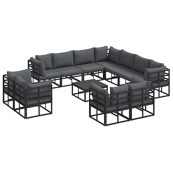 vidaXL Garten-Sofa-Set mit Kissen 12-Tlg Schwarz Aluminium 3378933 günstig online kaufen
