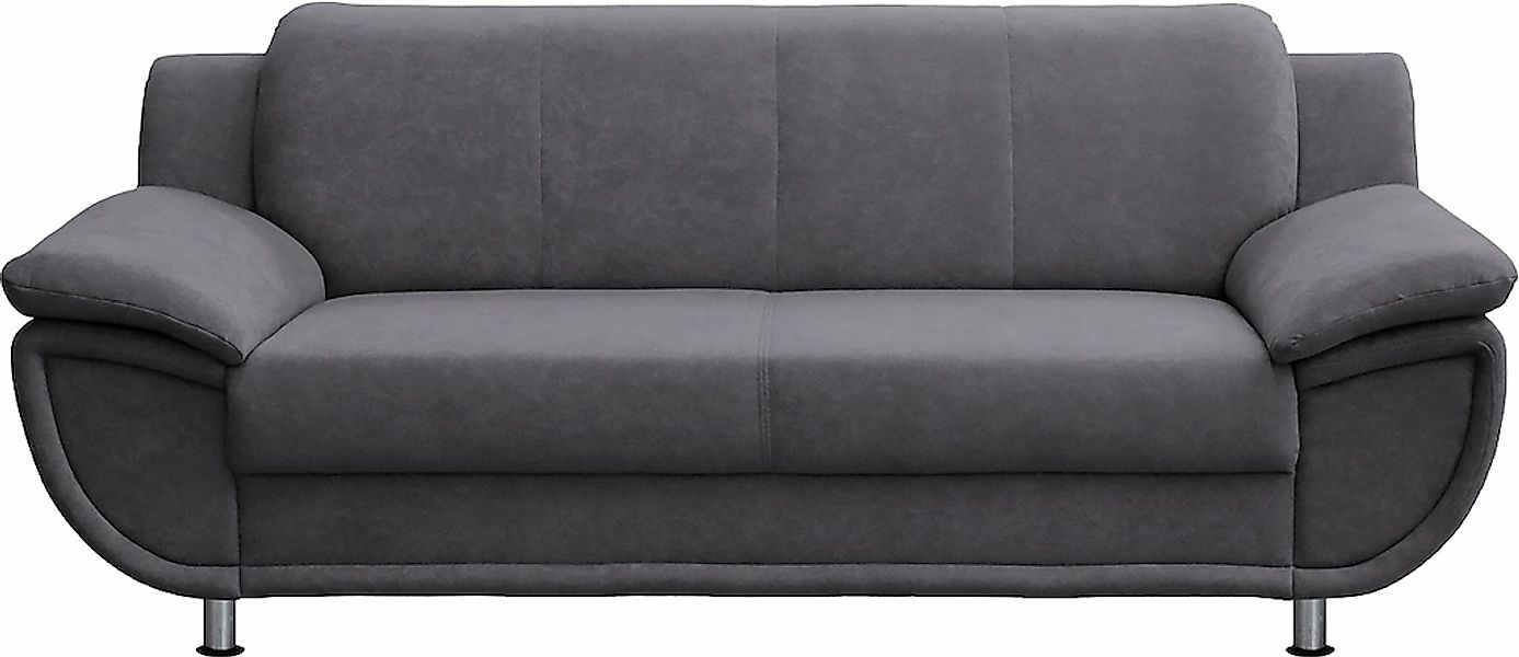 TRENDMANUFAKTUR 3-Sitzer »Rondo, Breite 207 cm, breite Armlehnen, Füße chro günstig online kaufen