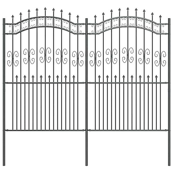 vidaXL Gartenzaun Grau 215 cm Pulverbeschichteter Stahl 42003967 günstig online kaufen