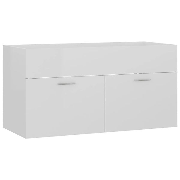 vidaXL Badezimmer-Set Waschbeckenunterschrank Hochglanz-Weiß 90x38,5x46cm, günstig online kaufen