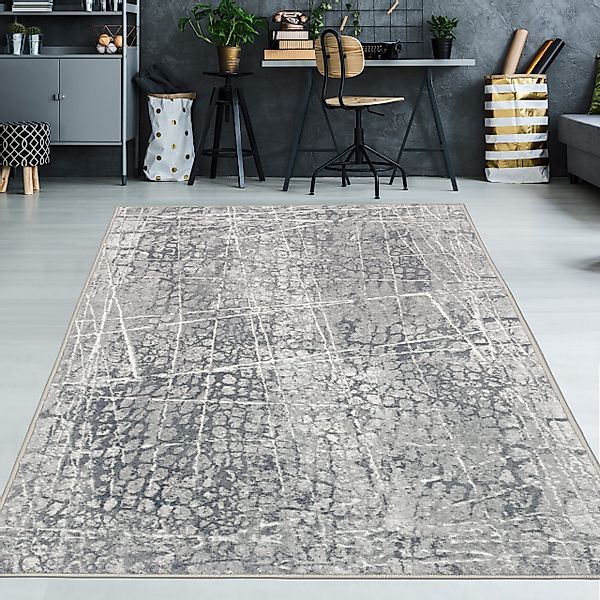 TeppichHome24 Teppich Designerteppich abstrakt in grau, günstig online kaufen