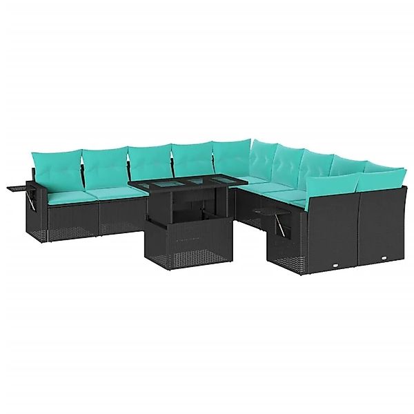 vidaXL 11-Tlg Gartensofa-Set mit Kissen Schwarz Polyrattan 3268167 günstig online kaufen