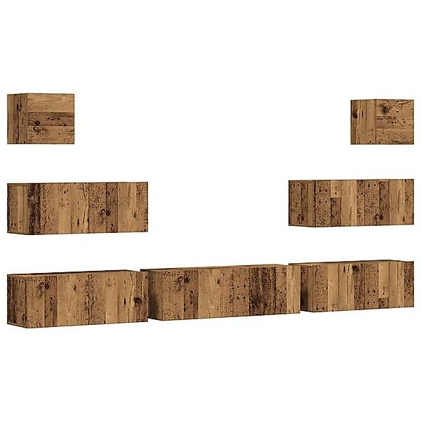 vidaXL Schrankmodule 7-tlg. TV-Schrank-Set Wandmontage Altholz-Optik Holzwe günstig online kaufen