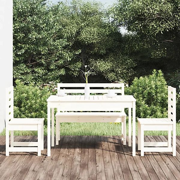 Vidaxl 4-tlg. Garten-essgruppe Weiß Massivholz Kiefer günstig online kaufen