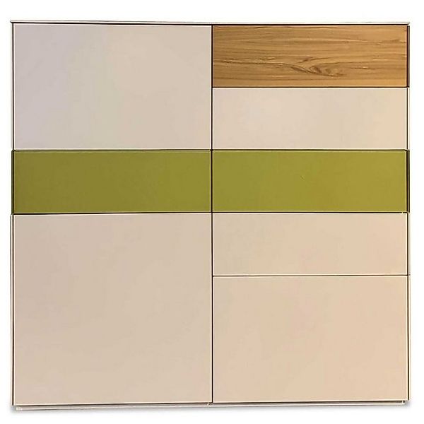 Kettnaker Standvitrine Highboard Soma Weiß Kernnussbaum Lemon günstig online kaufen