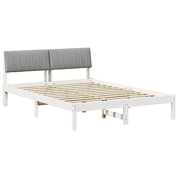 vidaXL Bettgestell Weiß und Hellgrau 140 x 190 cm Massivholz Kiefer 878688 günstig online kaufen