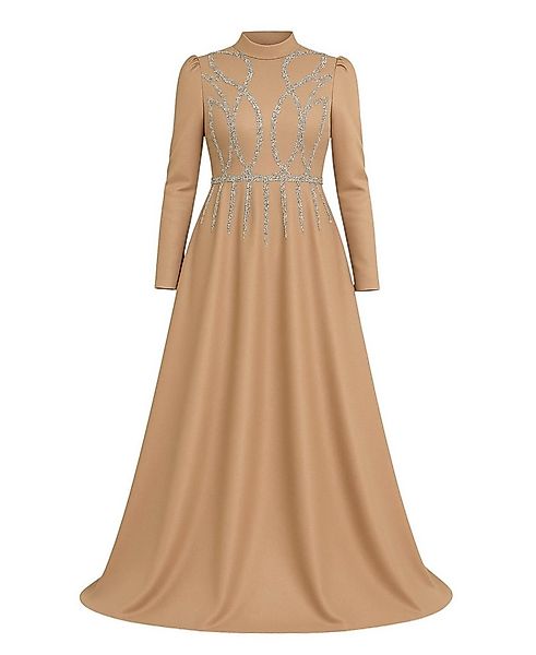 fashionshowcase Satinkleid Maxikleid in Satinoptik mit Schmucksteinbesatz - günstig online kaufen