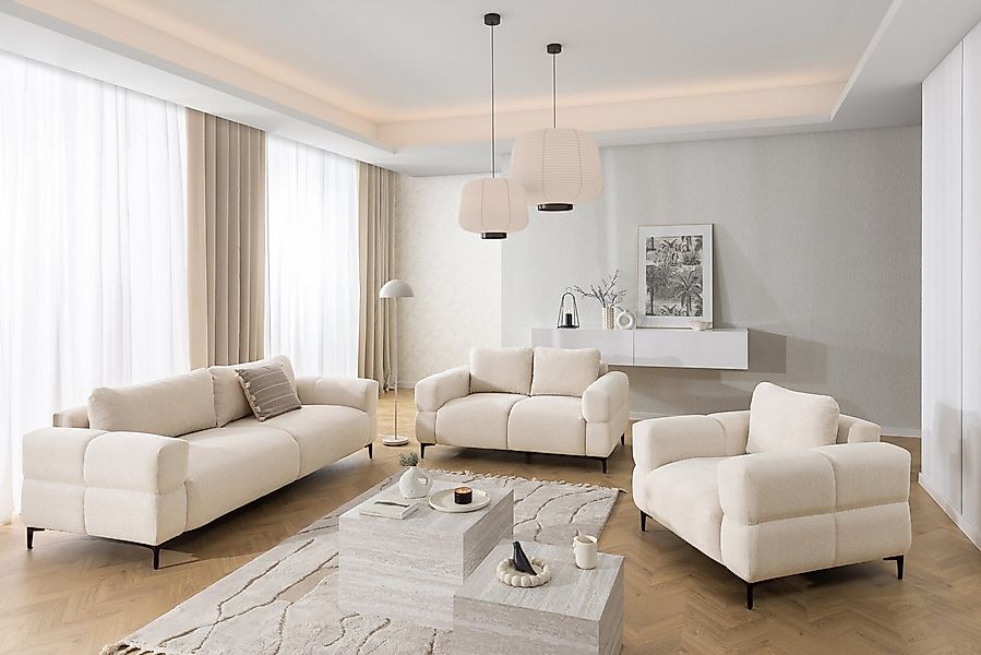 S-Style Möbel Polstergarnitur 3+2+1 Cardea in Bubble-Optik aus weichem Stru günstig online kaufen