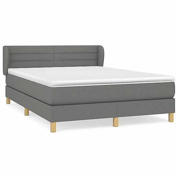 vidaXL Boxspringbett mit Matratze Dunkelgrau 140x200 cm Stoff1372252 günstig online kaufen