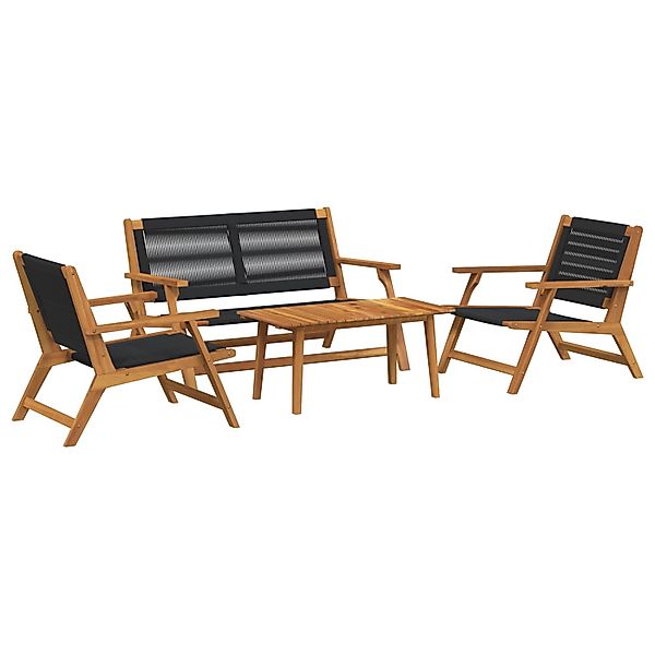 vidaXL Gartenstühle mit Tisch 4-Teilig Schwarz Massivholz Akazie 3214445 günstig online kaufen