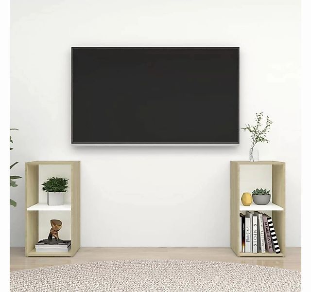 vidaXL TV-Schrank TV-Schränke 2 Stk Weiß Sonoma-Eiche 72x35x36,5 cm Spanpla günstig online kaufen
