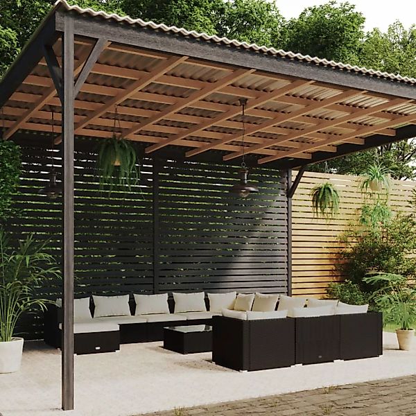 Vidaxl 13-tlg. Garten-lounge-set Mit Kissen Poly Rattan Schwarz günstig online kaufen