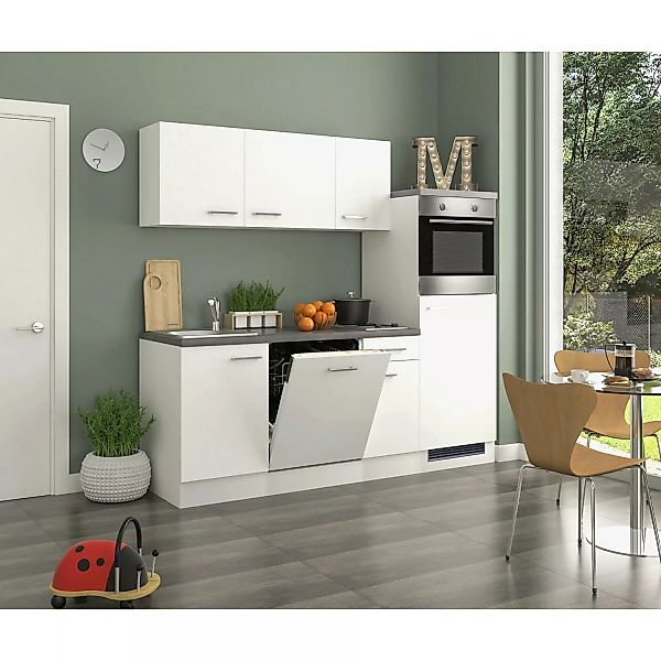 Flex-Well Exclusiv Küchenzeile Joelina 210 cm Weiß matt günstig online kaufen
