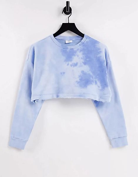 Chelsea Peers – Kurzes Sweatshirt aus Bio-Baumwolle mit Batikmuster in Blau günstig online kaufen