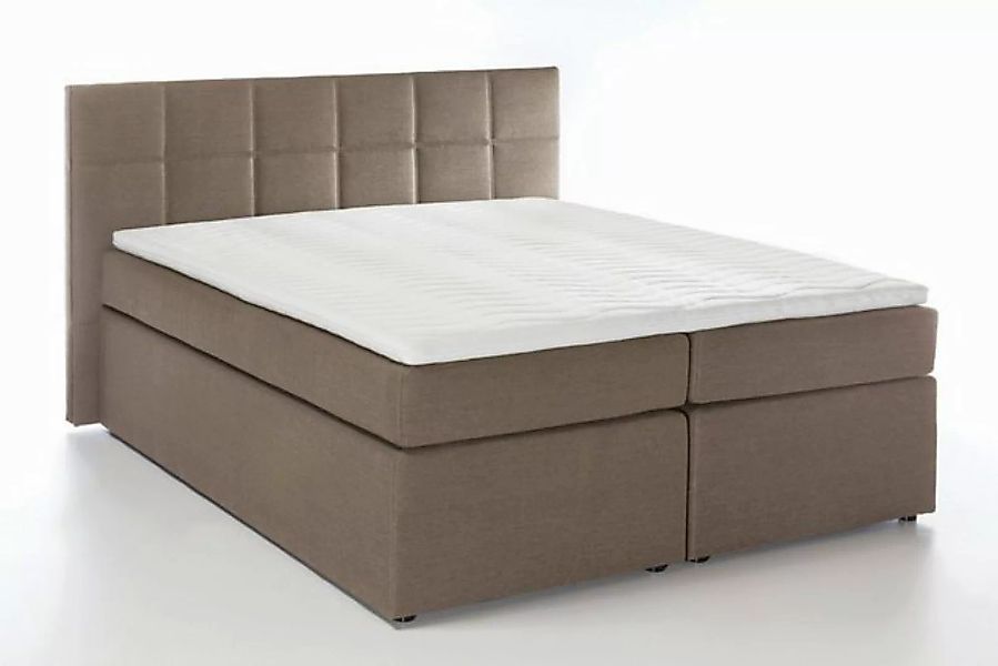 Möbelfreude Boxspringbett Boxspringbett Bea Beige/grau 220x220 cm H2/H3, Be günstig online kaufen