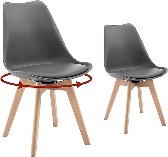 Woltu Esszimmerstuhl (2 St), drehbar 2er Set, Drehstuhl Polsterstuhl, aus M günstig online kaufen