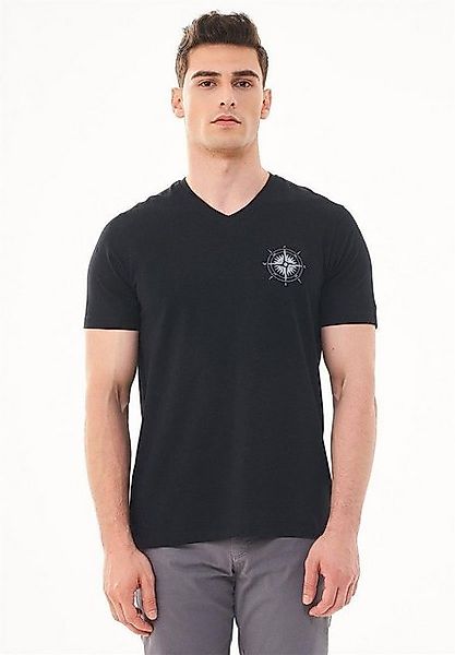 ORGANICATION T-Shirt Men's Printed V-neck T-shirt in Black günstig online kaufen