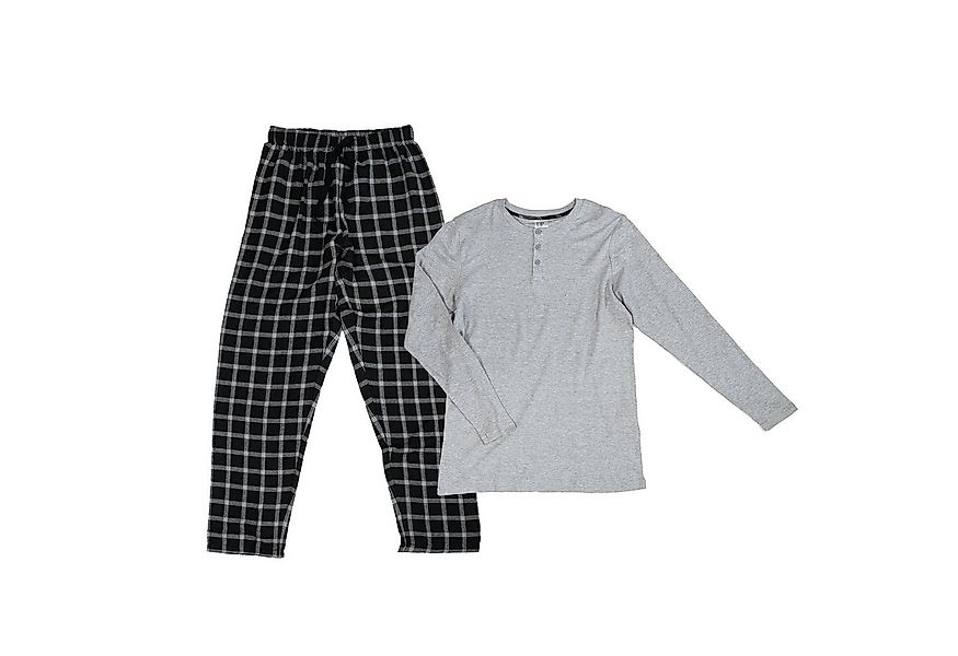 UP2FASHION MEN Pyjama Herren Flanell-Pyjama aus 100% Baumwolle, 2-teiliger günstig online kaufen