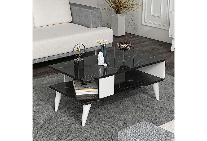 en.casa Couchtisch, »Lycksele« Wohnzimmertisch 40x90x45cm Marmor-Optik Schw günstig online kaufen