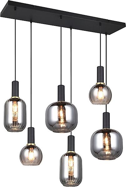 TRIO Leuchten Pendelleuchte DIVA, E27 Hängelampe 6-flammig mit Glasschirm, günstig online kaufen