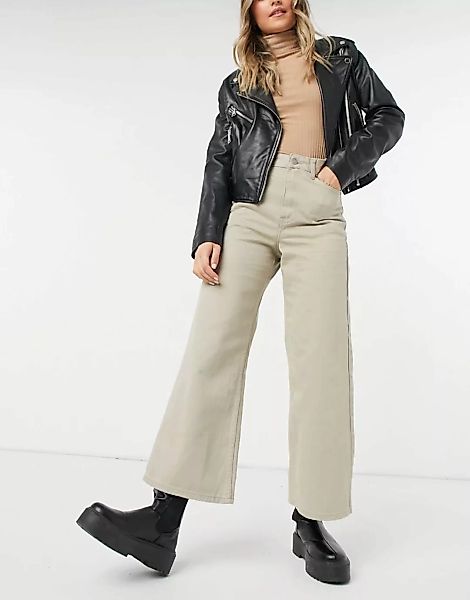 Dr Denim – Aiko – Jeans mit weitem Bein und kurzem Schnitt in Cashew-Braun günstig online kaufen