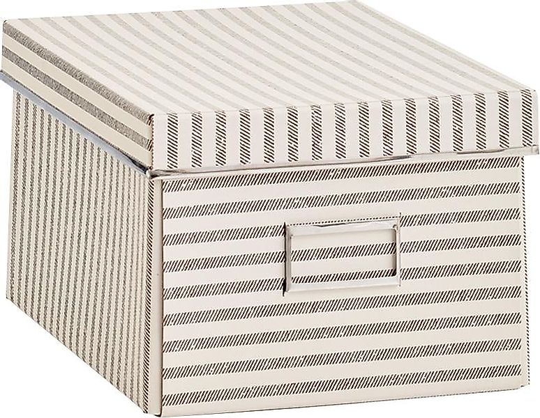 Zeller Present Aufbewahrungsbox "Stripes", Pappe, beige günstig online kaufen