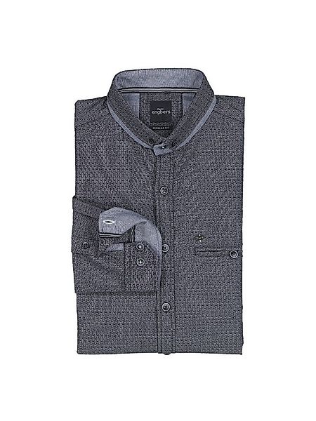 Engbers Langarmhemd Herren Langarm-Hemd strukturiert, Marineblau günstig online kaufen