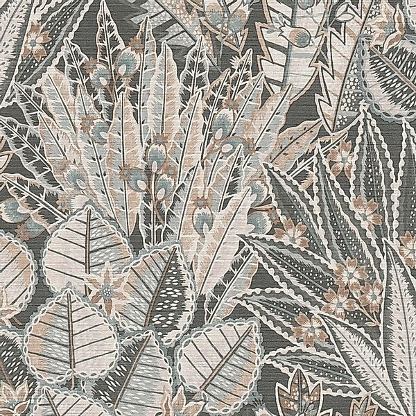PROFHOME 396533-GU Blumen Tapete Floral Matt Schwarz Braun Grau Weiß 0,53 m günstig online kaufen