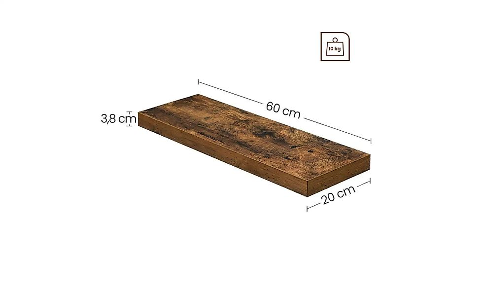 Wandregal  Kean ¦ braun ¦ Maße (cm): B: 60 H: 3,8 Regale > Wandregale - Höf günstig online kaufen