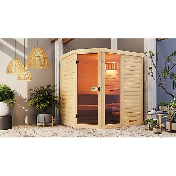 Weka Massivholz-Elementsauna Laukkala 2 Saunaleuchtenset günstig online kaufen