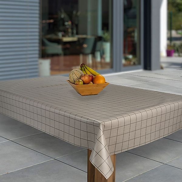 laro Tischdecke Wachstuch-Tischdecken Karo Schwarz Beige günstig online kaufen