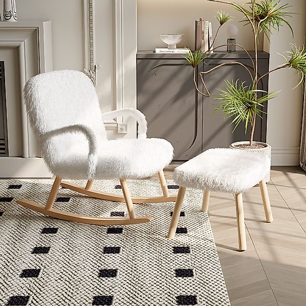 Furnishings Home Schaukelstuhl Weißer Polsterstuhl + günstig online kaufen